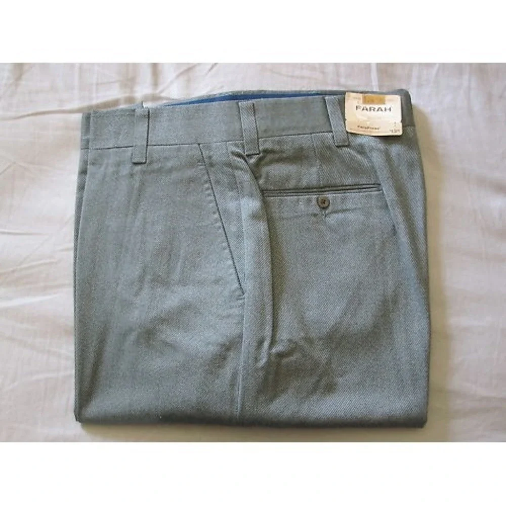 Mens Vintage Farah Envoy Striped Blue Gray 34x29 Executive Dress Pants‎ Slacks!